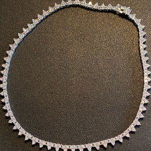 Cubic zirconia and sterling silver necklace..